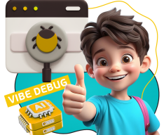 Тестирование & Vibe Debug. Охотники за багами - КИБЕРшкола программирования для детей, компьютерные курсы для школьников, начинающих и подростков - KIBERone г. Дрожжино